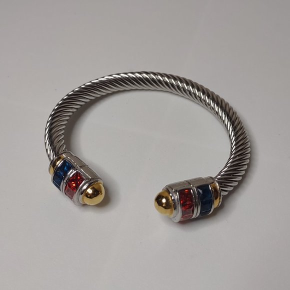 Blue, Red, And Silver Tone Bracelet - Picture 2 of 13